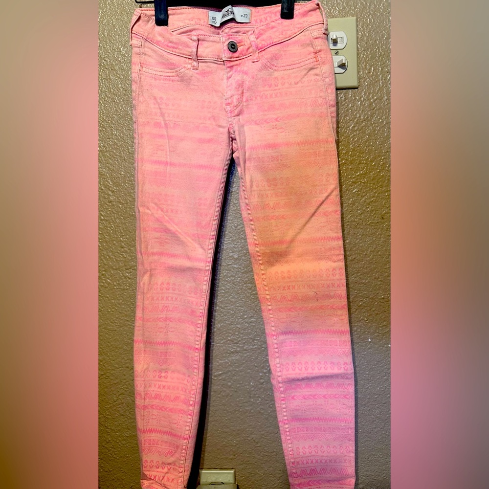 Hollister Jeans coral pink geometric pattern size:00